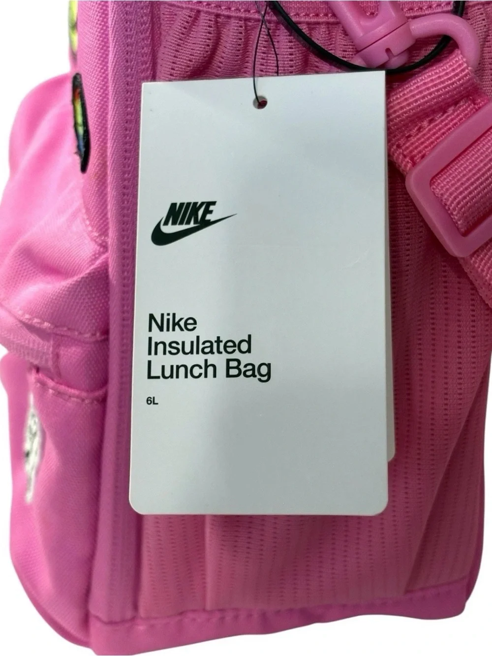 Nike Pink Insulated Lunch Bag with Fun Patches